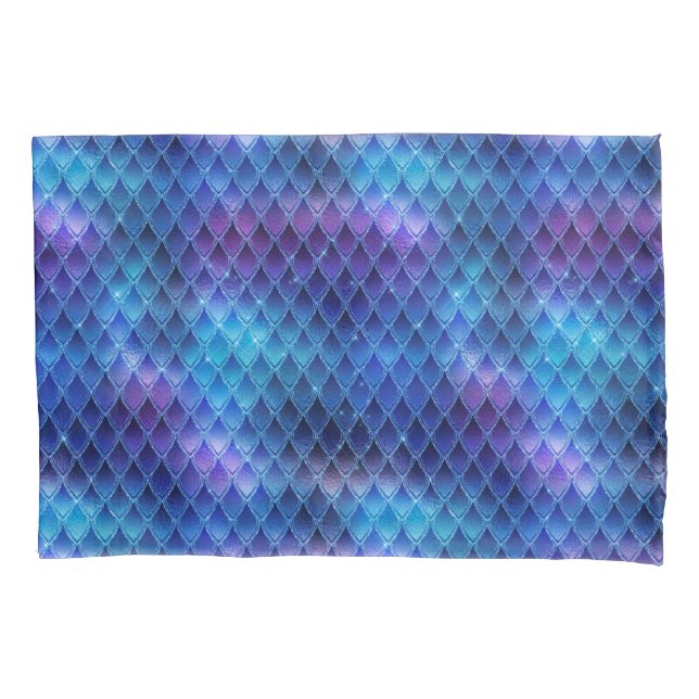 Blue & Silver Sparkles Dragon Scales Pillowcase (Front)