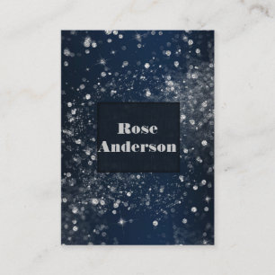 Blue Silver Sparkling Lights Glam Sparkle Glitter Business Card
