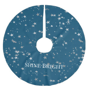 Blue Silver Stars Brushed Polyester Tree Skirt