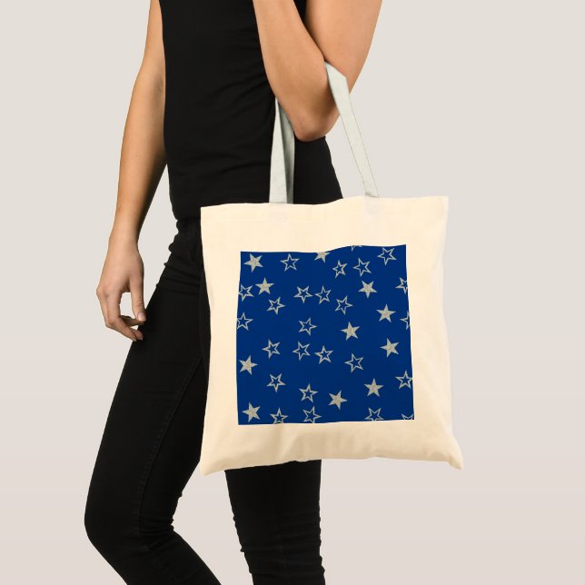 Blue silver stars tote bag (Front (Product))