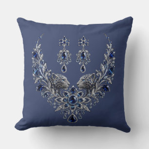 Blue Silver Tiger Crystal Jewellery Set Cushion