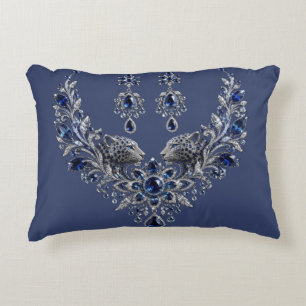 Blue Silver Tiger Crystal Jewellery Set Decorative Cushion