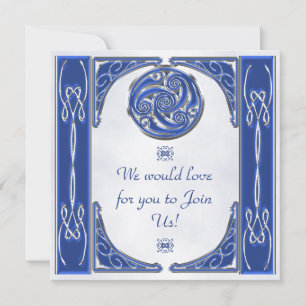 Blue Silver Triskel Invitation