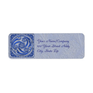 Blue Silver Triskel Return Address Label