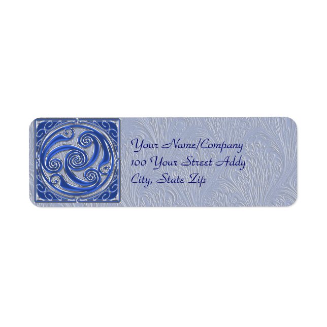 Blue Silver Triskel Return Address Label (Front)