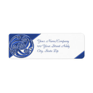 Blue Silver Triskel Return Address Label