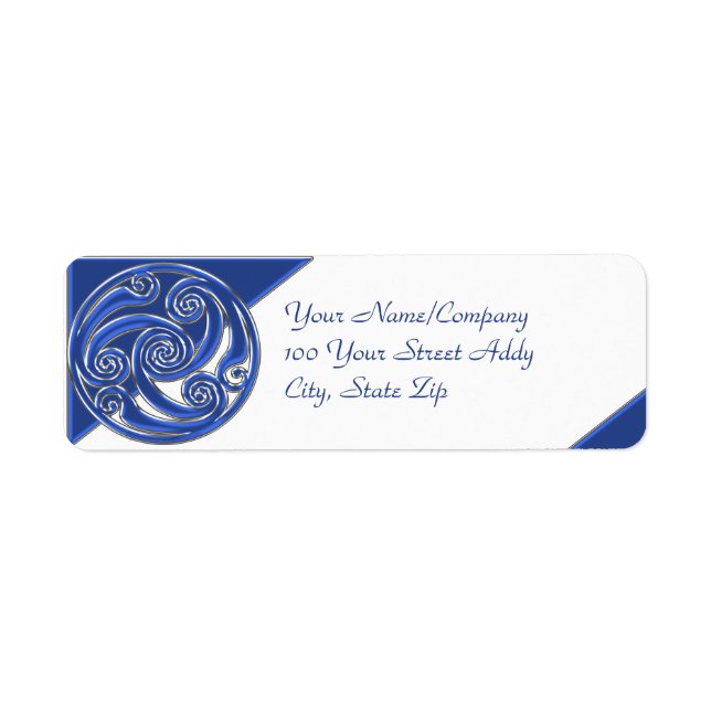 Blue Silver Triskel Return Address Label (Front)