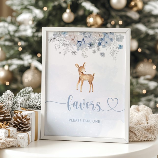 Blue silver winter deer favours poster (Creator Uploaded)