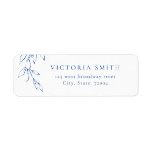 Blue simple botanical wedding return address label