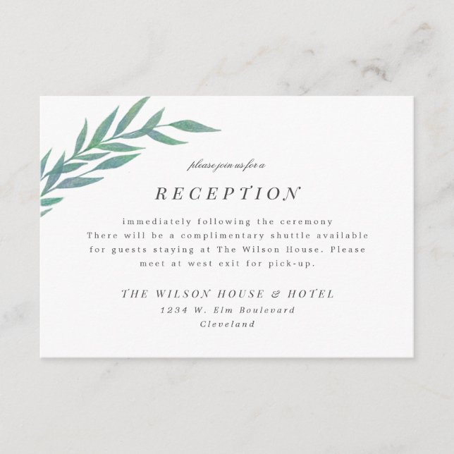 Blue Simple Branch Wedding Reception Save The Date (Front)
