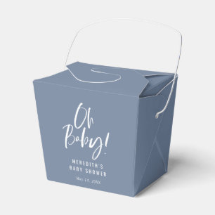 Blue Simple Calligraphy Gender Neutral Baby Shower Favour Box