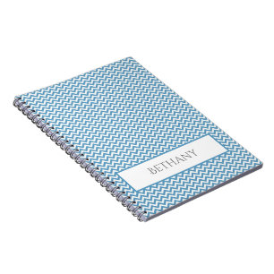 Blue Simple Chevron Personalised Notebook