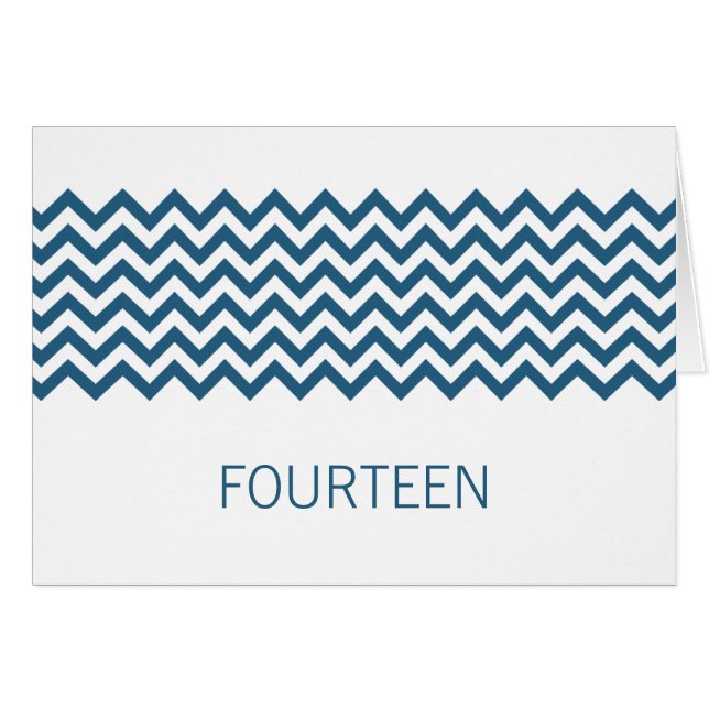 Blue Simple Chevron Table Number Card (Front Horizontal)