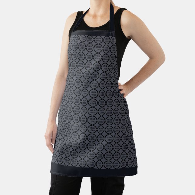 Blue Simple Custom Logo Seamless Repeat Pattern Apron (Insitu)
