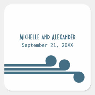 Blue Simple Deco Chic Wedding Stickers