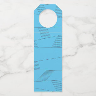 Blue, simple, elegant, abstract line pattern bottle tag