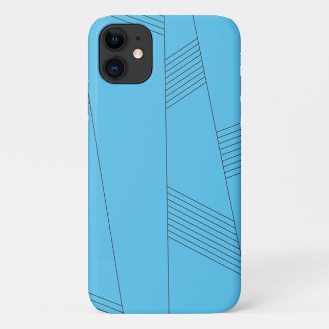 Blue, simple, elegant, abstract line pattern Case-Mate iPhone case (Back)