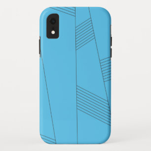 Blue, simple, elegant, abstract line pattern iPhone XR case
