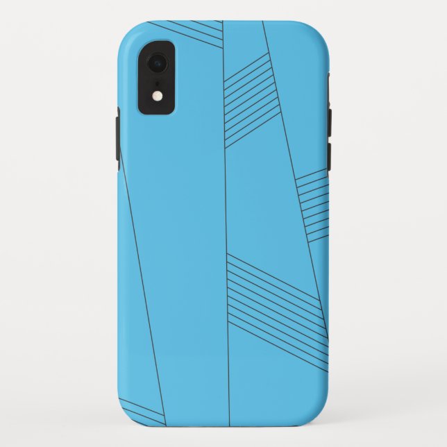 Blue, simple, elegant, abstract line pattern Case-Mate iPhone case (Back)