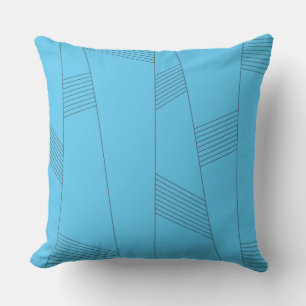 Blue, simple, elegant, abstract line pattern cushion