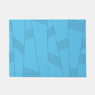 Blue, simple, elegant, abstract line pattern doormat
