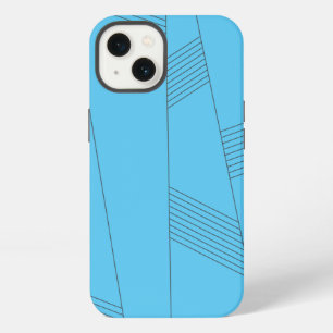 Blue, simple, elegant, abstract line pattern iPhone 13 case
