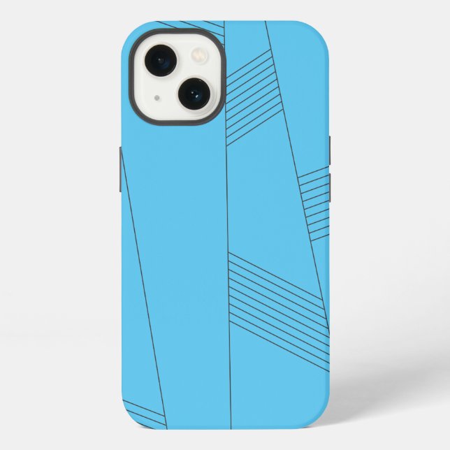 Blue, simple, elegant, abstract line pattern iPhone case (Back)