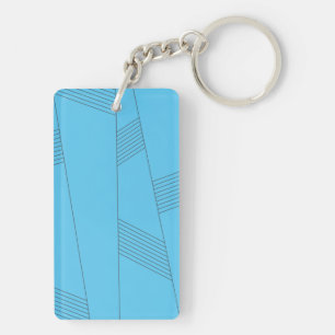 Blue, simple, elegant, abstract line pattern key ring