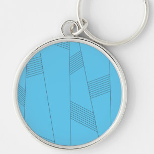 Blue, simple, elegant, abstract line pattern key ring