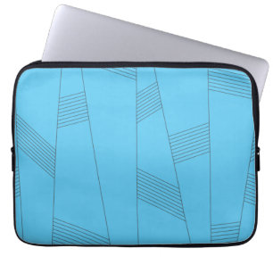 Blue, simple, elegant, abstract line pattern laptop sleeve