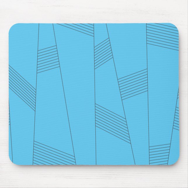Blue, simple, elegant, abstract line pattern mouse pad (Front)