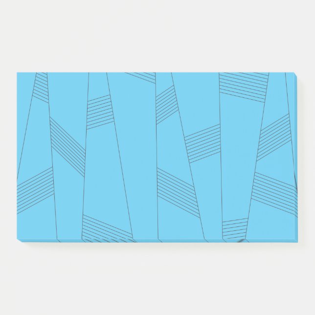 Blue, simple, elegant, abstract line pattern post-it notes (Front)