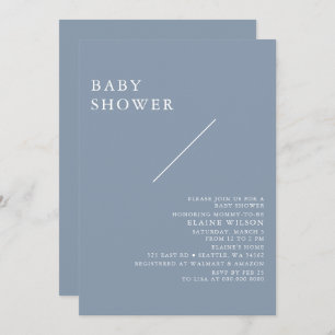 Blue Simple Elegant Modern Baby Shower  Invitation