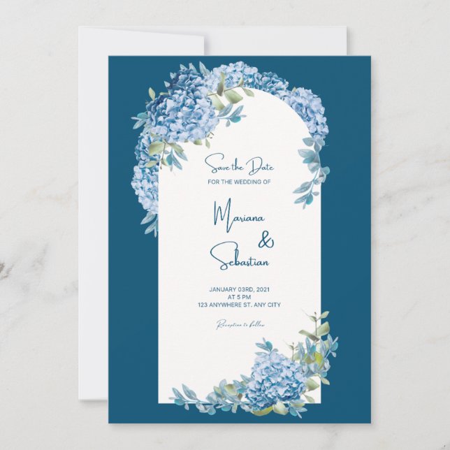 Blue Simple Elegant Wedding Invitation (Front)