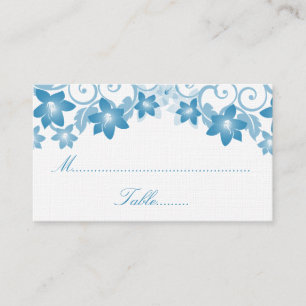 Blue Simple Floral Wedding Place Card