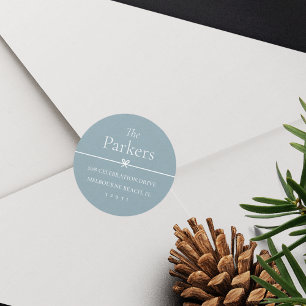 Blue Simple Minimal Bow Return Address Sticker