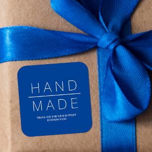 Blue Simple Minimalistst Handmade Business Support Square Sticker
