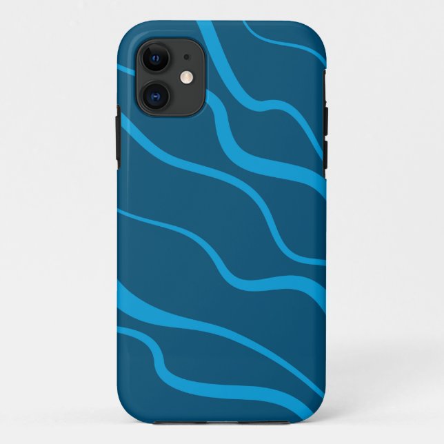Blue, simple, modern, cool wave abstraction Case-Mate iPhone case (Back)