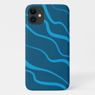 Blue, simple, modern, cool wave abstraction iPhone 11 case