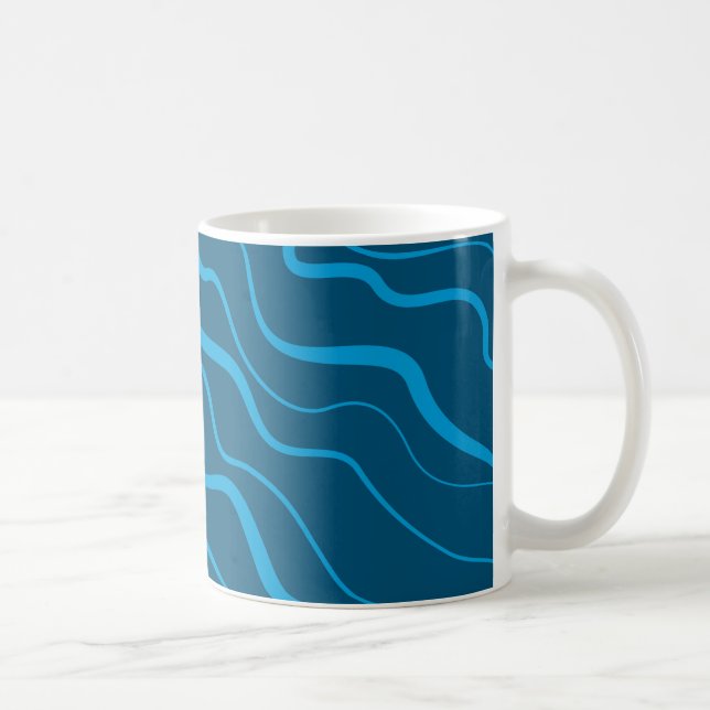 Blue, simple, modern, cool wave abstraction coffee mug (Right)