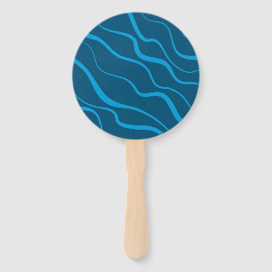 Blue, simple, modern, cool wave abstraction hand fan