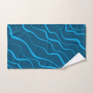 Blue, simple, modern, cool wave abstraction hand towel