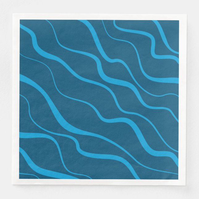 Blue, simple, modern, cool wave abstraction napkin (Front)