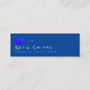 Blue Simple Modern Guitar Teacher Mini Business Card