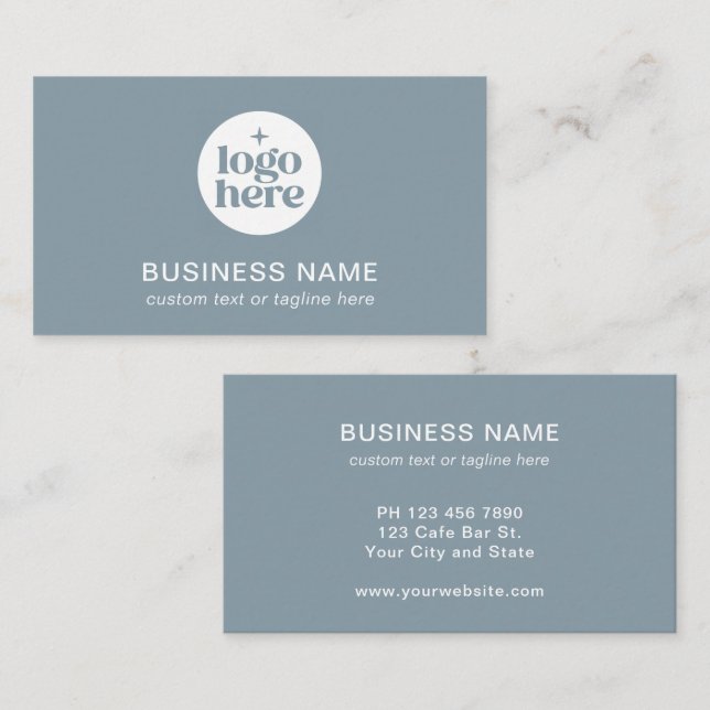 Blue Simple Modern Logo Business Card (Front/Back)