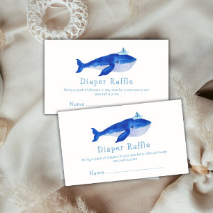Blue Simple Ocean Whale Diaper Raffle Baby Shower Enclosure Card
