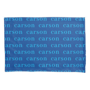 Blue Simple Personalised Repeating Name  Pillowcase