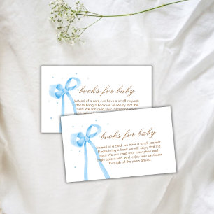 Blue Simple Polka Dot Bow Books For Baby Shower Enclosure Card