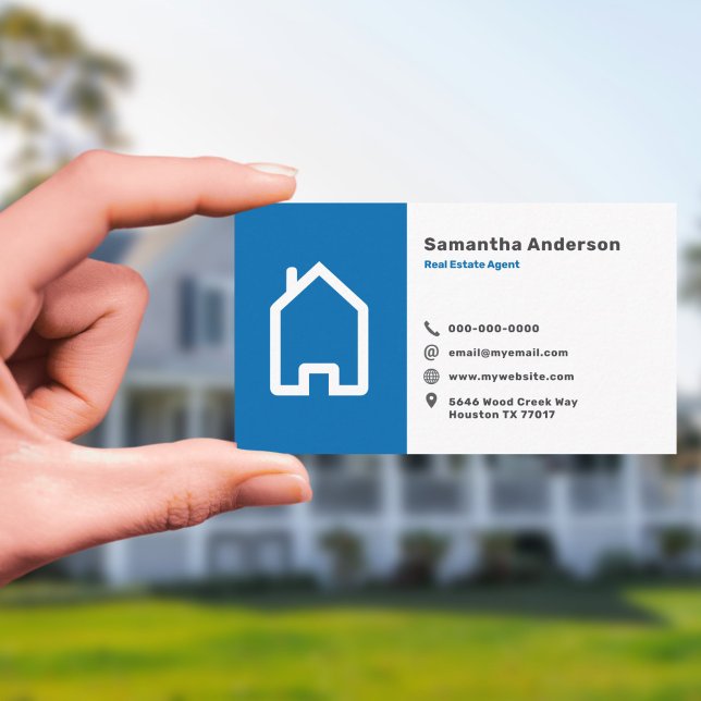 Blue & Simple Real Estate Agent Business Card (Blue & Simple Real Estate Agent Business Card)