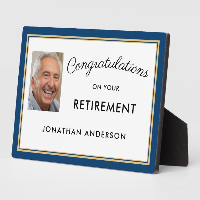 Blue Simple Retirement Party Photo Banner Plaque (Side)